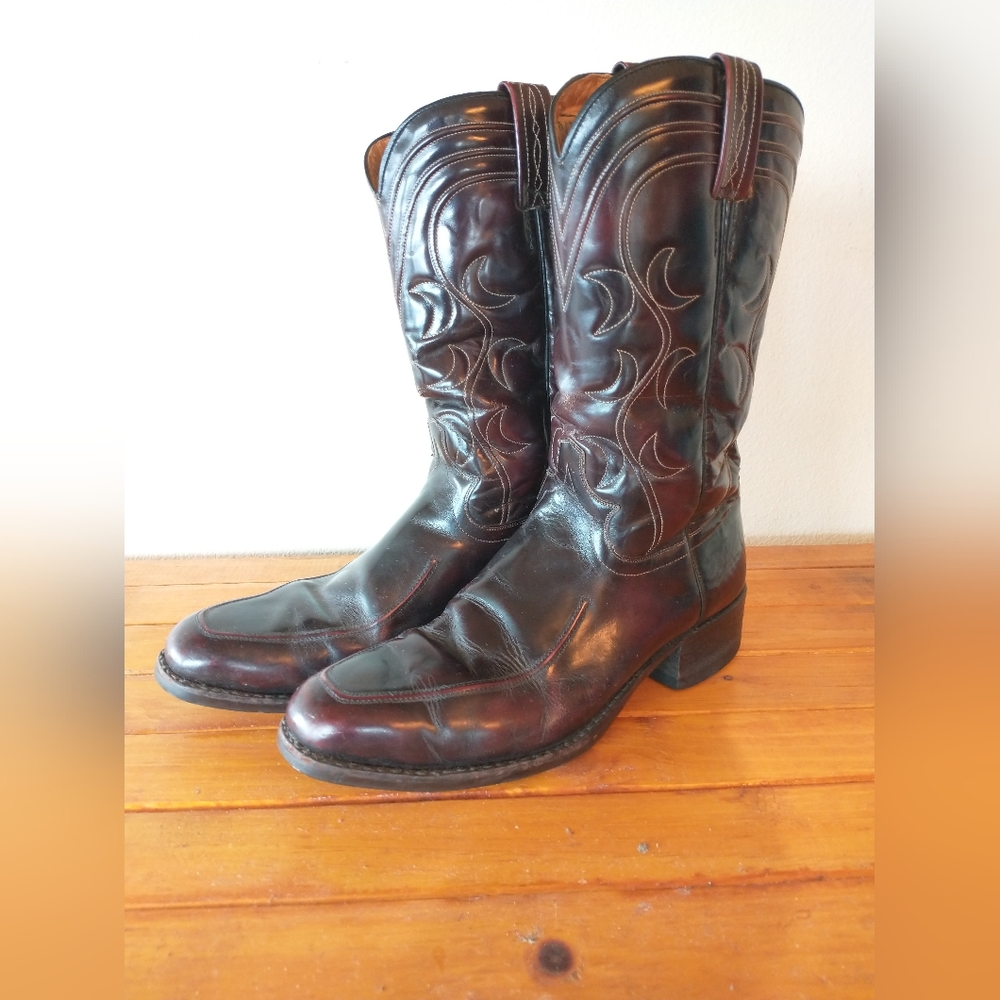 Dan Post Mens 11.5 Vintage Spain Brown Leather Cowboy Western Boots